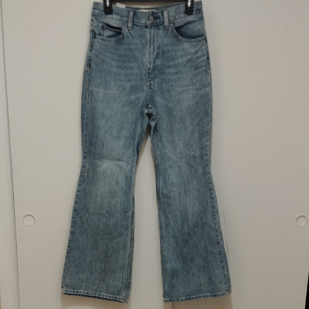 Denim Forum Blue Flare Wide Leg Jeans